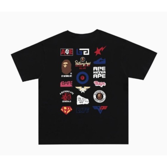 Black BAPE Multi-Logo Print T-Shirt